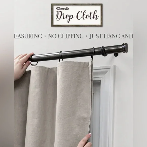 Mercantile Drop Cloth Light Filtering Ring Top Tab Farmhouse Curtain Pan… - Picture 3 of 8